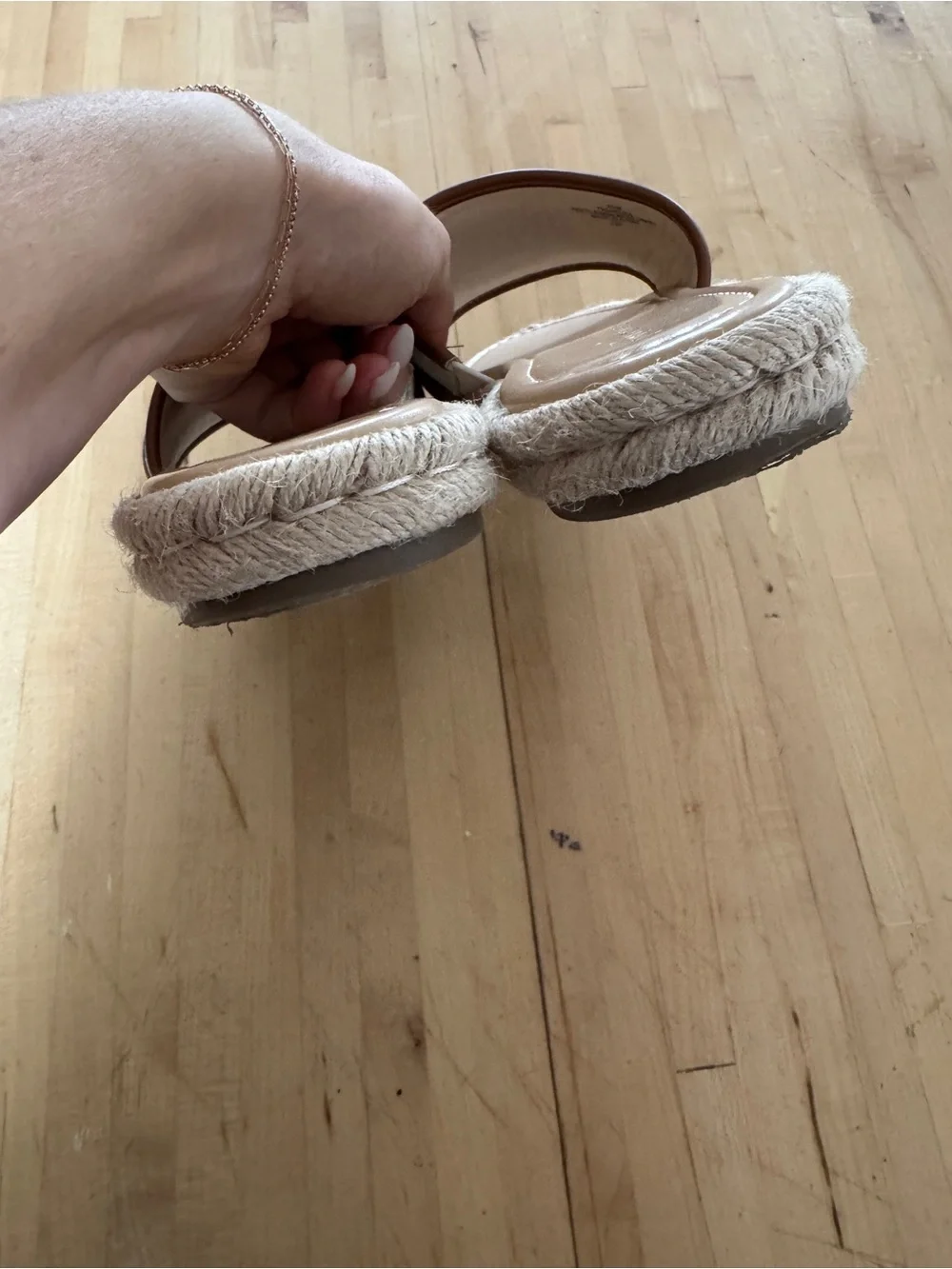 Tommy Hilfiger Cream and Tan Espadrille Slide Sandals Hadjea Slip On